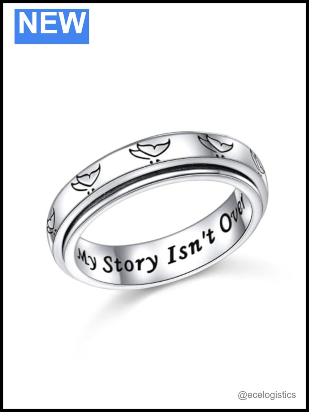 Sterling Silver Semicolon Butterfly Spinner Ring
